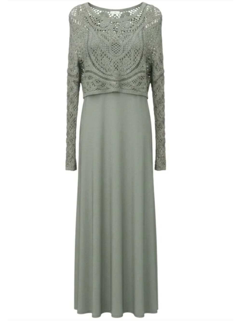 House of Harlow 1960 Sage Crochet Sweater Slip Maxi Dress Set XS Boho NWT